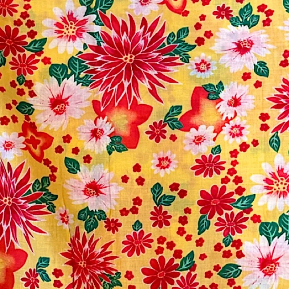 AEO Pink Yellow VTG Bali Floral Print Cotton Swim/Sarong/Wrap HeadScarf ⭐️